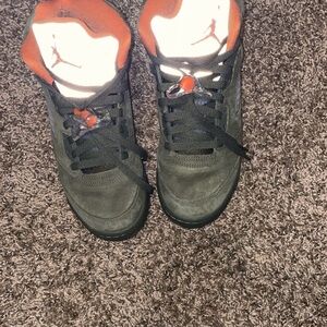 Jordan Sneakers - Olive and Orange Accents